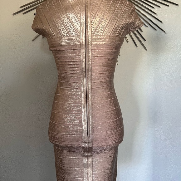 NWT Authentic HERVE LEGER  Rose Gold Tejana Dress - Size S - Picture 7 of 12